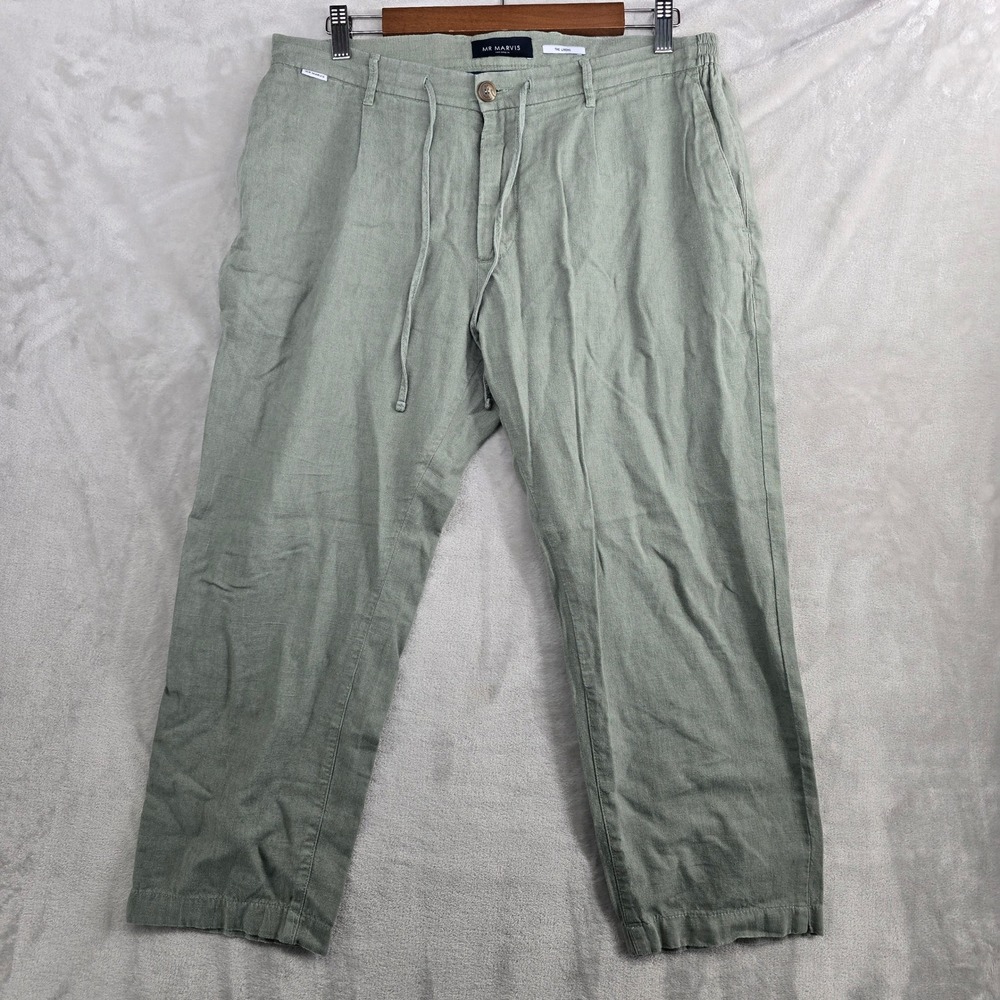 MR MARVIS The Linens Mens Green‎ Drawstring Casual Pants 36x24